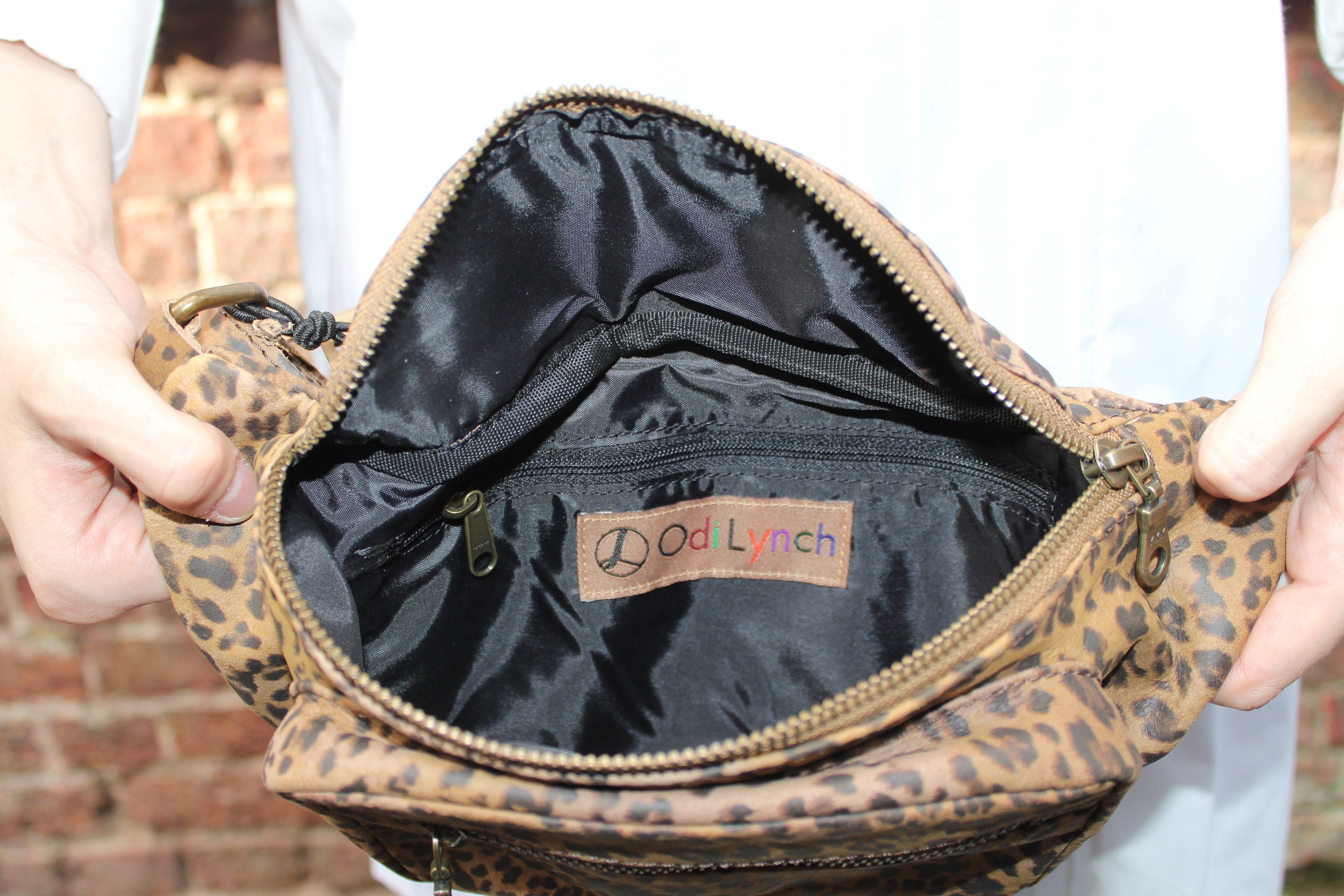 Giant Size Bum Bag Leopard, Genuine Leather, Ex Large Fanny