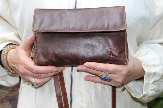 Brown Mini Bag Mobile Bag Leather Cellphone Clutch Bag Clutch Bag Long Strap Adjustable Clutch Bag Front Pocket Tiny Bag Hip Bag Brown Etsy