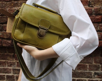 Apple Green Leather Mini Satchel: Funky Crossbody Bag - Etsy