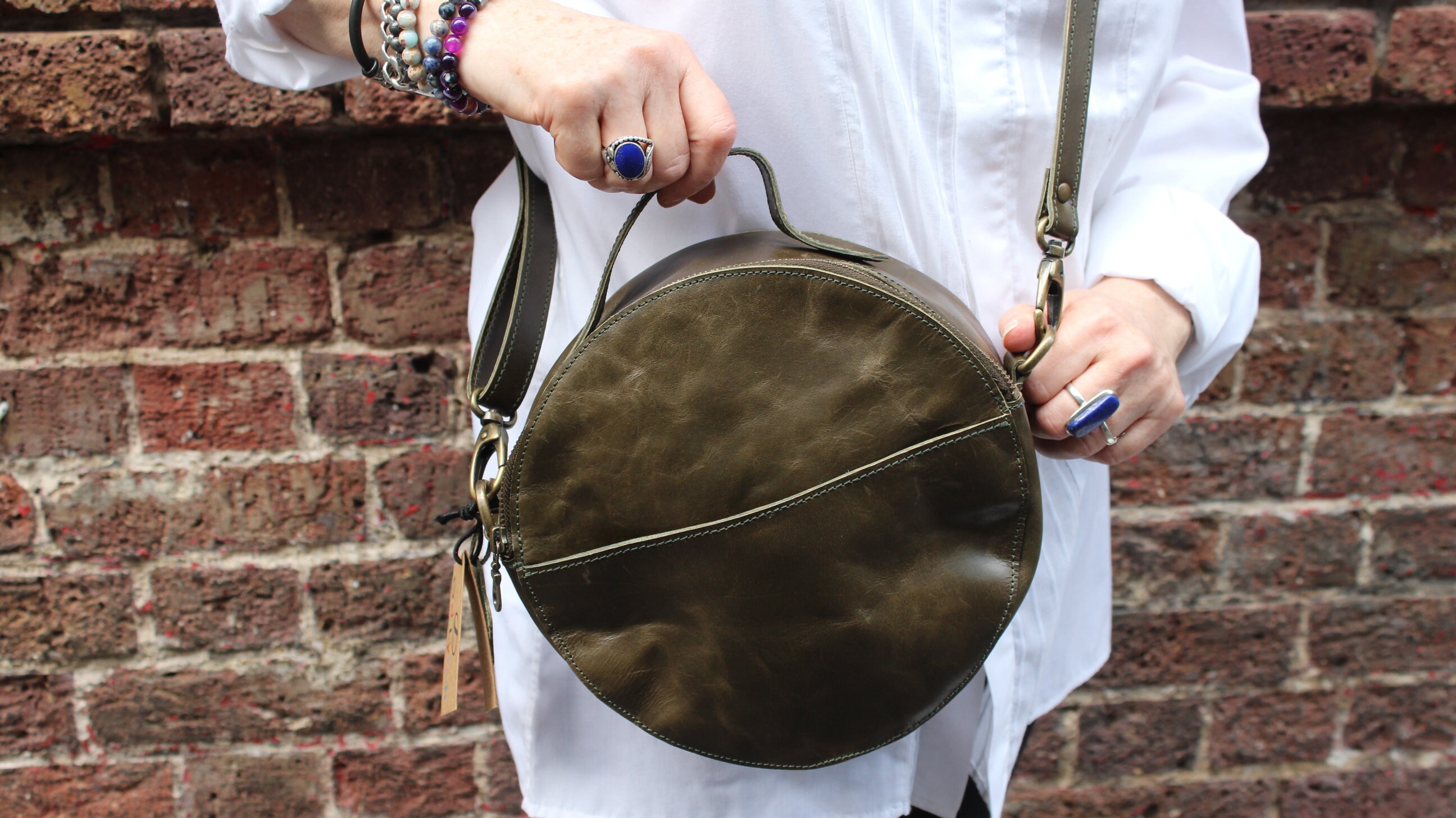 MC Light Olive Green purse handbag Baguette Envelope style magnet clasp  Leather?