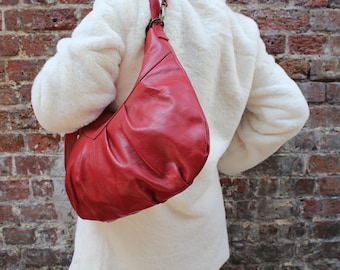 Rote Leder Hobo Bag: Genf Umhängetasche Crossbody Schultertasche