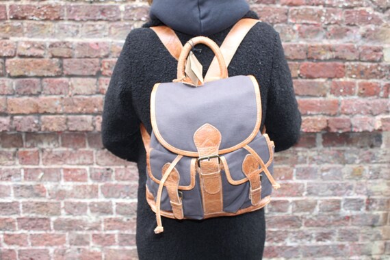 Handmade Grey Canvas Leather Rucksack: Unisex Adventurer Backpack - Etsy
