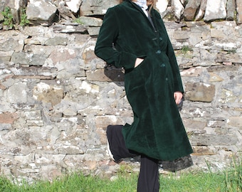 Dark Green Velvet Overcoat, Size 16