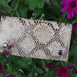 Bolsa de tabaco, Cuero con estampado de serpiente rígido duro, Domingo lluvioso, Múltiples cremalleras y ranuras, Cartera multifunción, Estampado animal de cartera, Multiuso