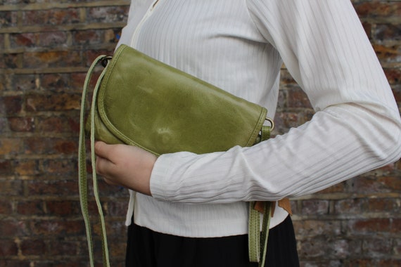 Apple Green Leather Theatre Clutch Bag Convertible Multi-way