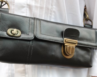 Black Leather Bum Bag: Convertible Fanny Pack, Hip Bag