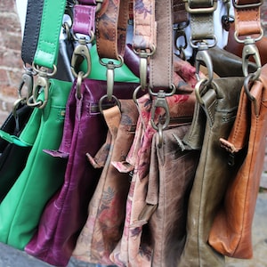 Odilynch Amelie, Tan smooth Leather Bag, Adjustable Messenger, Shoulder Bag, Cross-body, Foldover Zip Bag image 10