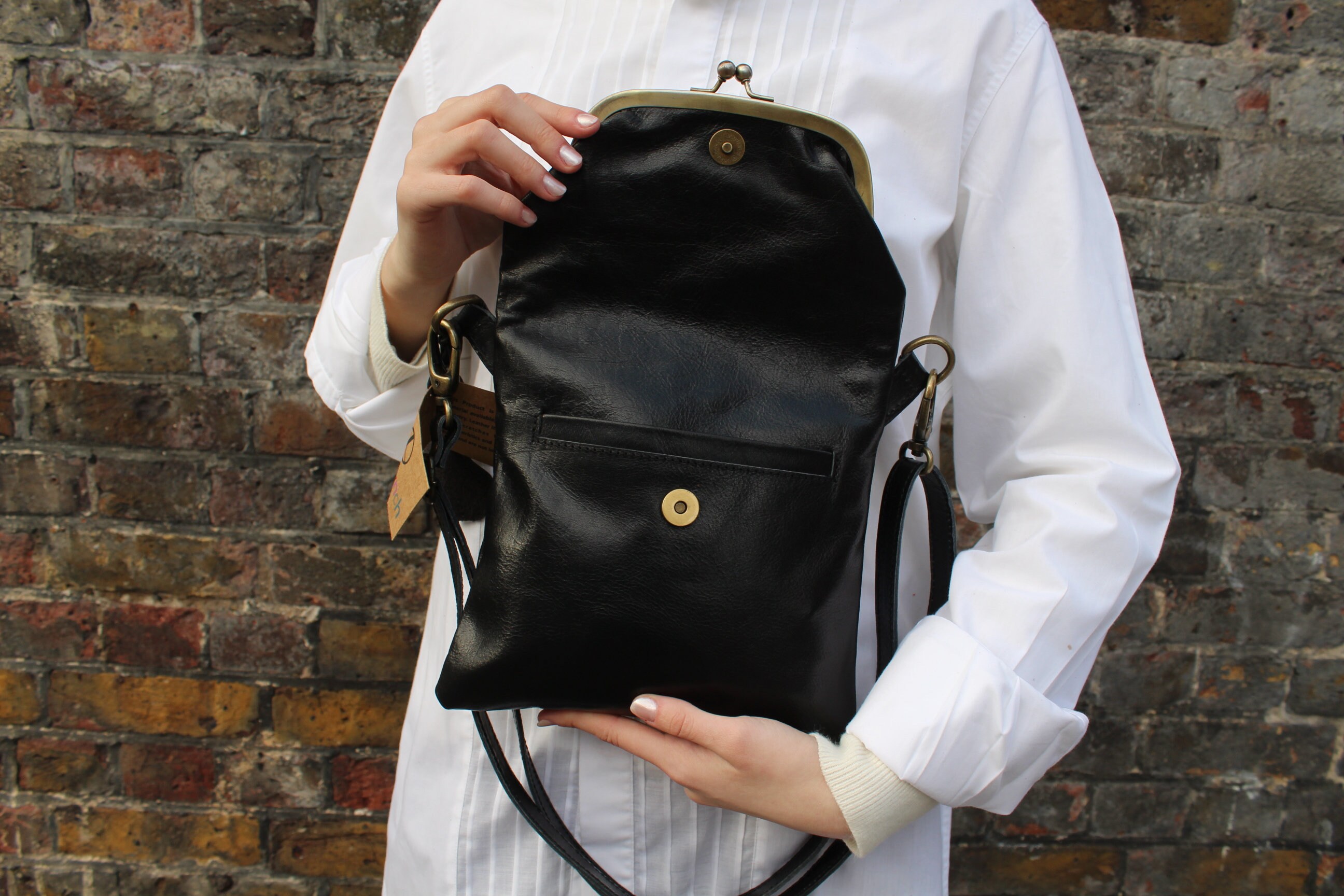 Mini Clip Bag Flap Over, Black Clasp Lock Purse, Black Mini Clip Bag Flap Over, Black Clasp Lock Purse, Black