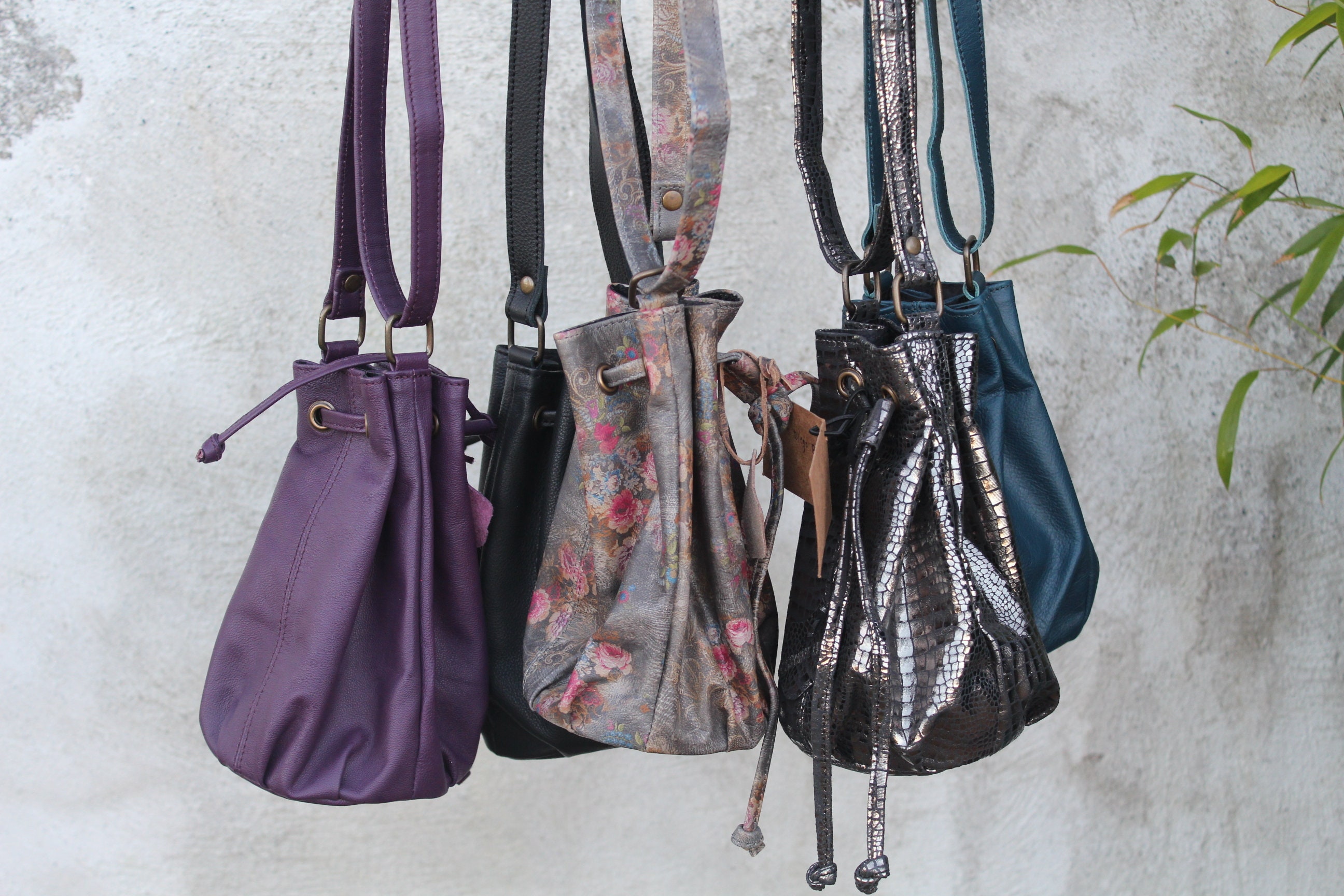 Victorian Purple Leather Drawstring Bag: Retro 70s Style - Etsy