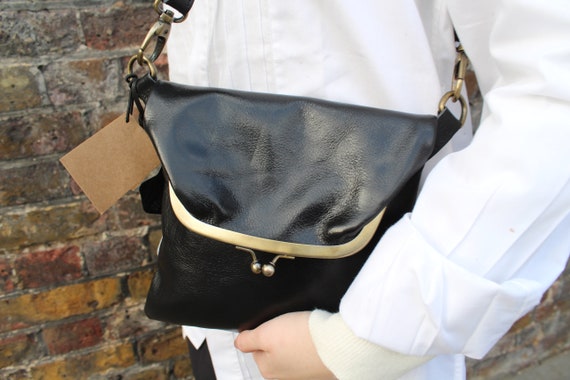 Mini Clip Bag Flap Over, Black Clasp Lock Purse, Black Mini Clip Bag Flap Over, Black Clasp Lock Purse, Black
