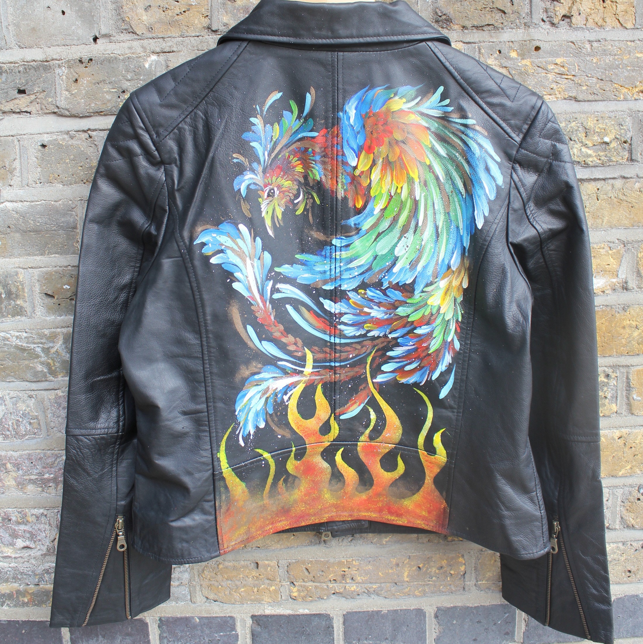Image of Biker Jacket - Dramatic Phoenix Bird