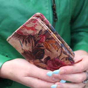 Projeto luxuoso mínimo compacto impresso floral de Francesca do couro genuíno da carteira pequena