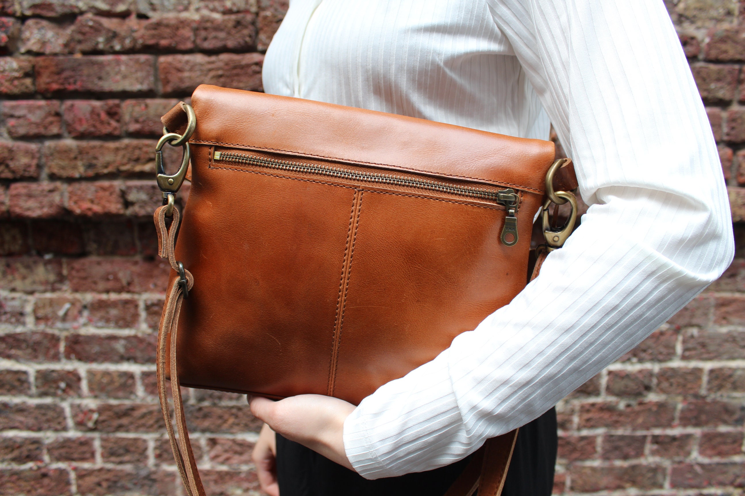 Mini Amelie Distressed Tan Leather Fold-over Messenger Bag - Etsy