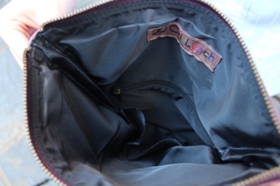 Mini Amelie Purple Leather Fold Over Messenger Bag Medium Size