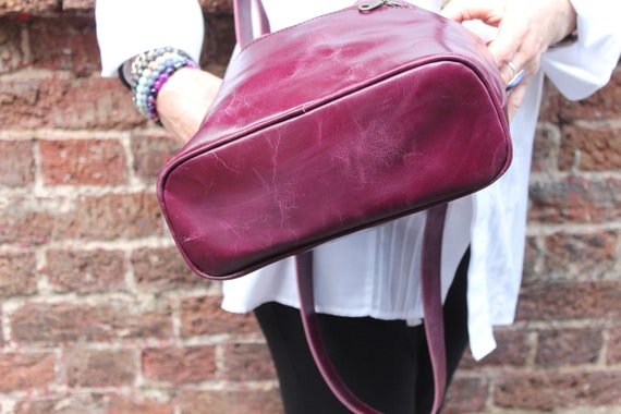 Pink Leather Logo Medium Drawstring Backpack