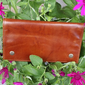Pochette de tabac, Cuir véritable de style vintage bronzée, Sac à main zippé multifonction à double pli, Portefeuille en cuir multi-usages, Portefeuille zippé, Rainy Sunday