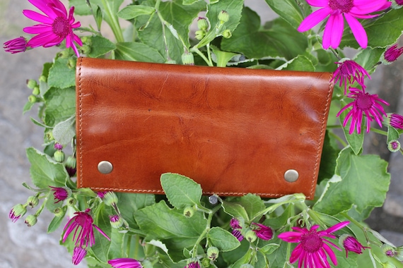 vintage leather tobacco pouch Tan Leather Tobacco Pouch: Vintage Style Bi-fold Wallet
