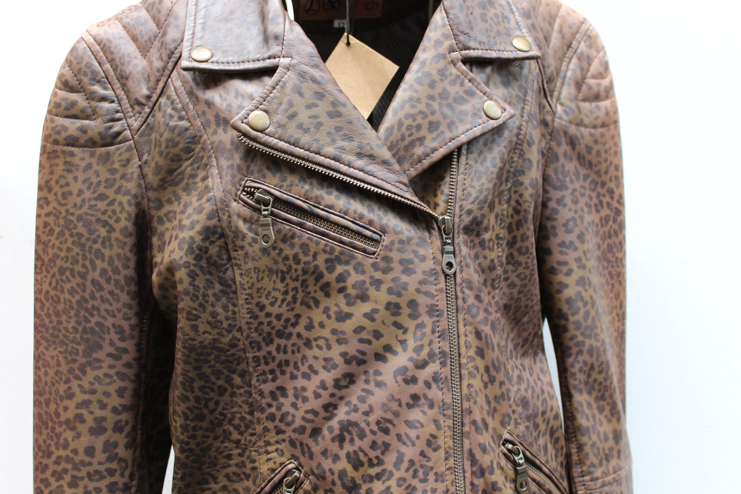 Biker Jacket Leopard Animal Print Leather 