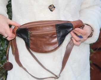 Riñonera de piel con patchwork: Riñonera multicolor hecha a mano, 'PATCH'