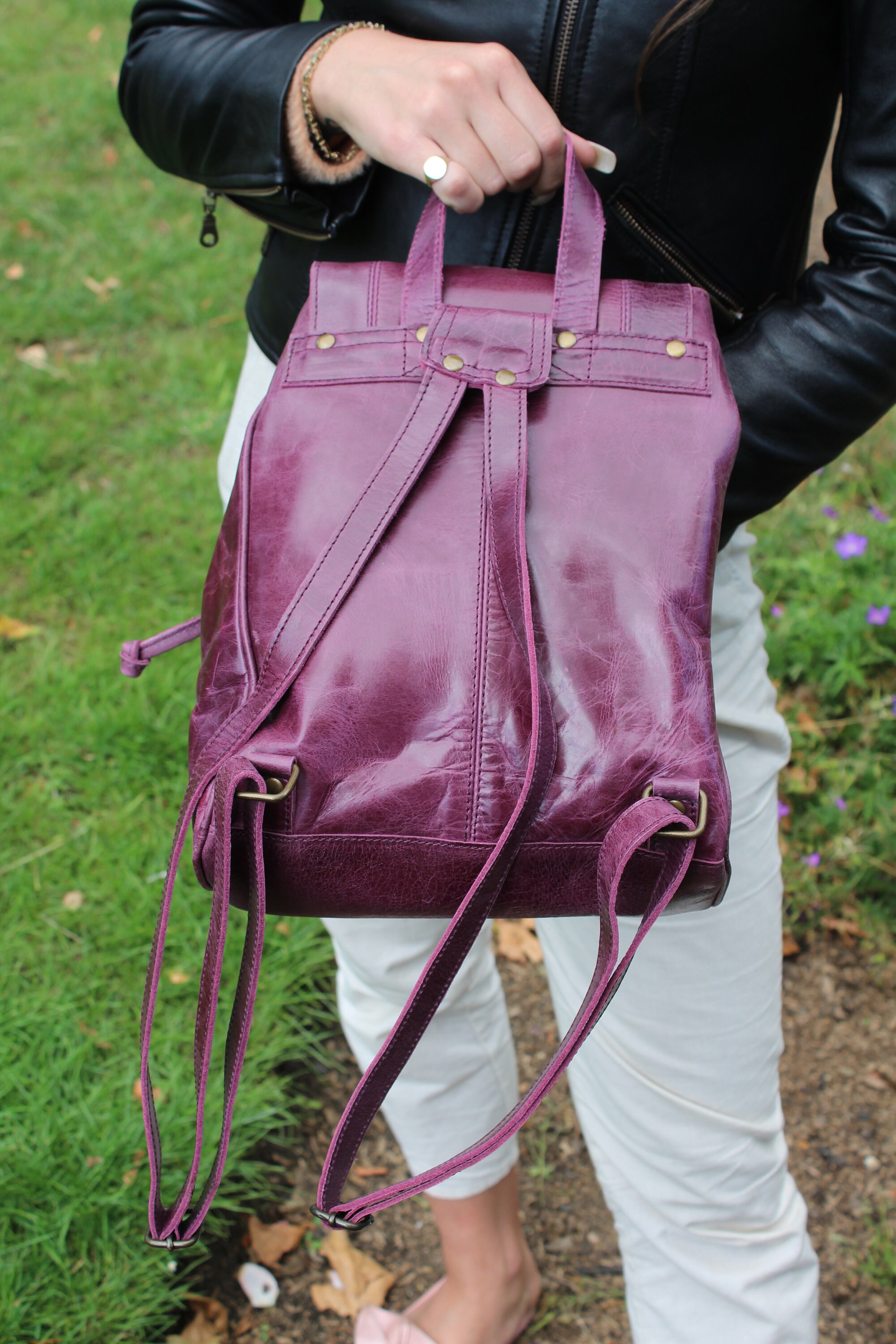 Leather Purple Drawstring Backpack Chanel Lambskin Quilted Small Duma Drawstring Backpack Light  main image 4