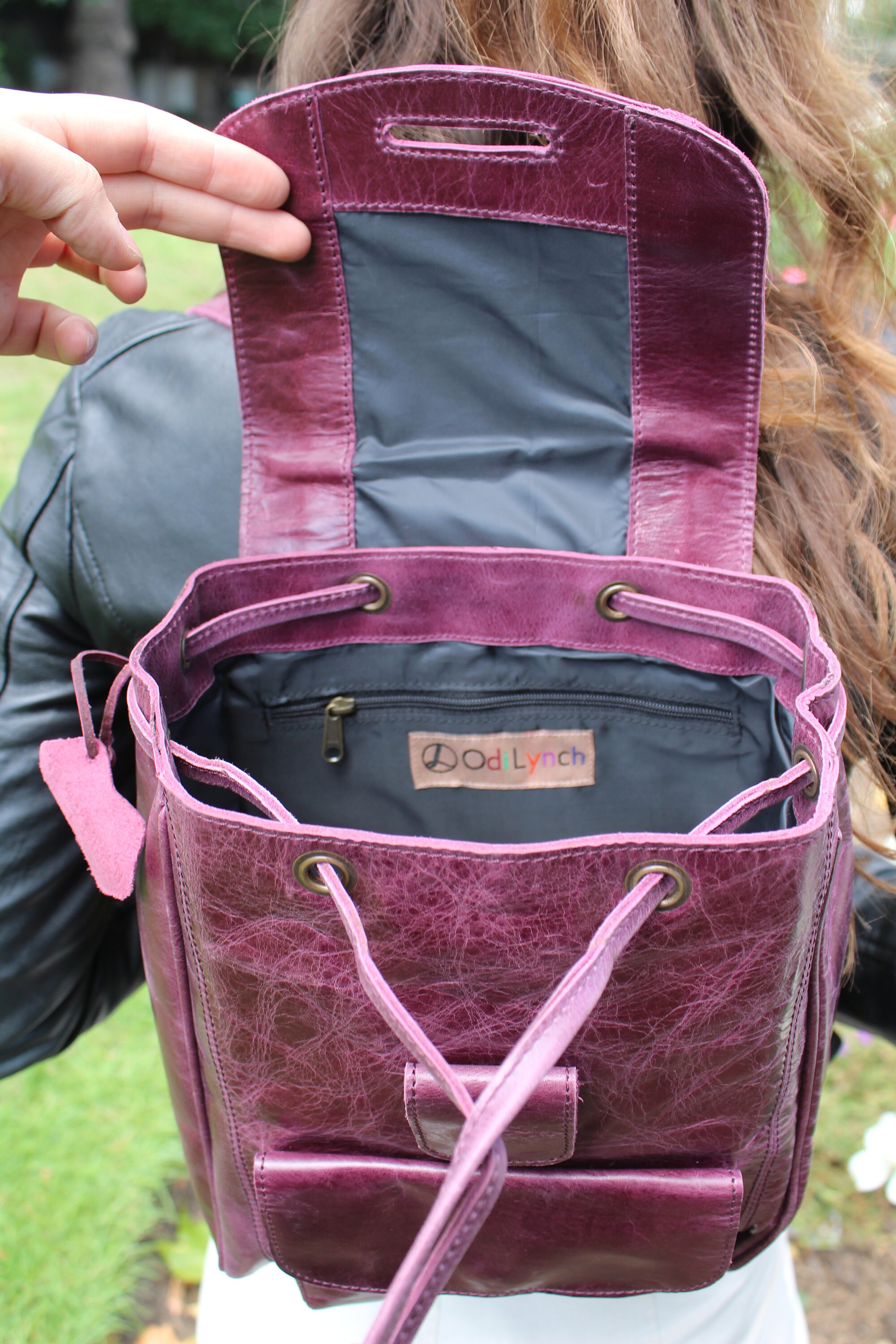Leather Purple Drawstring Backpack Chanel Lambskin Quilted Small Duma Drawstring Backpack Light  main image 2