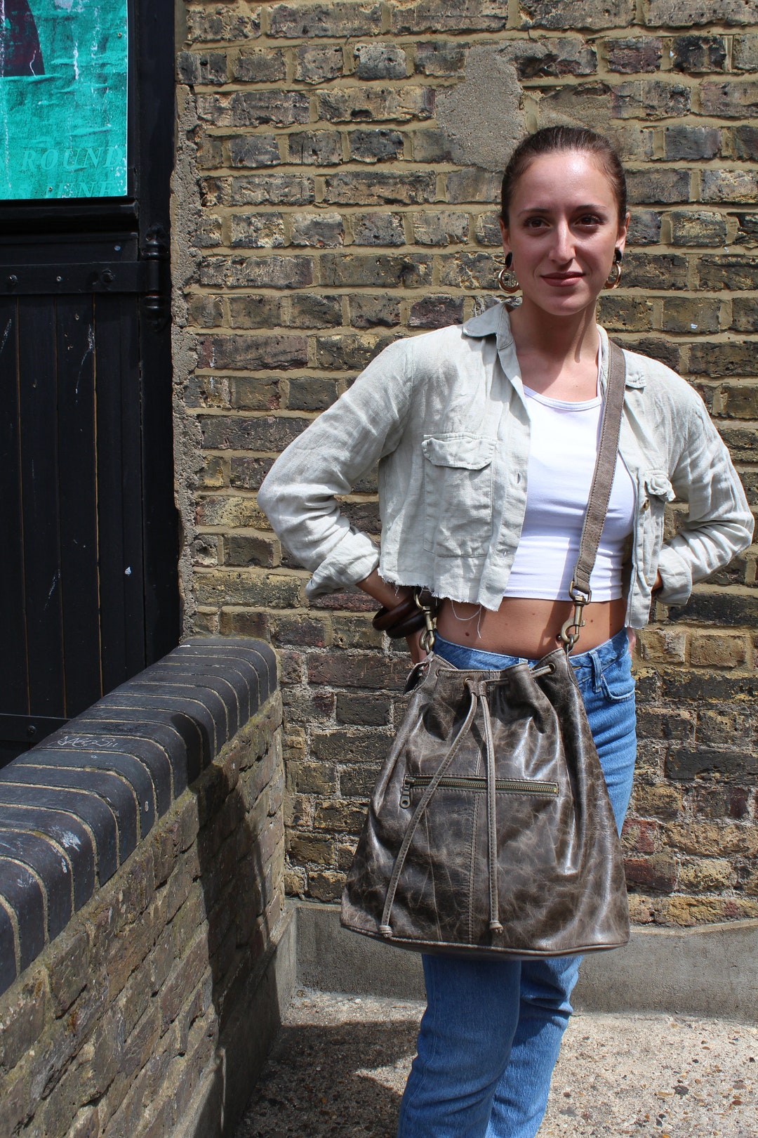 Bucket Bag Large Super Scrunchy Distressed Hard Leather Etsy