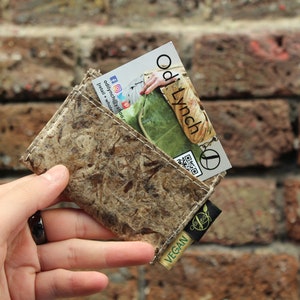 Monedero de café vegano para titulares de tarjetas / Pequeñas tarjetas minimalistas / Cuero de hoja natural / Nonleather