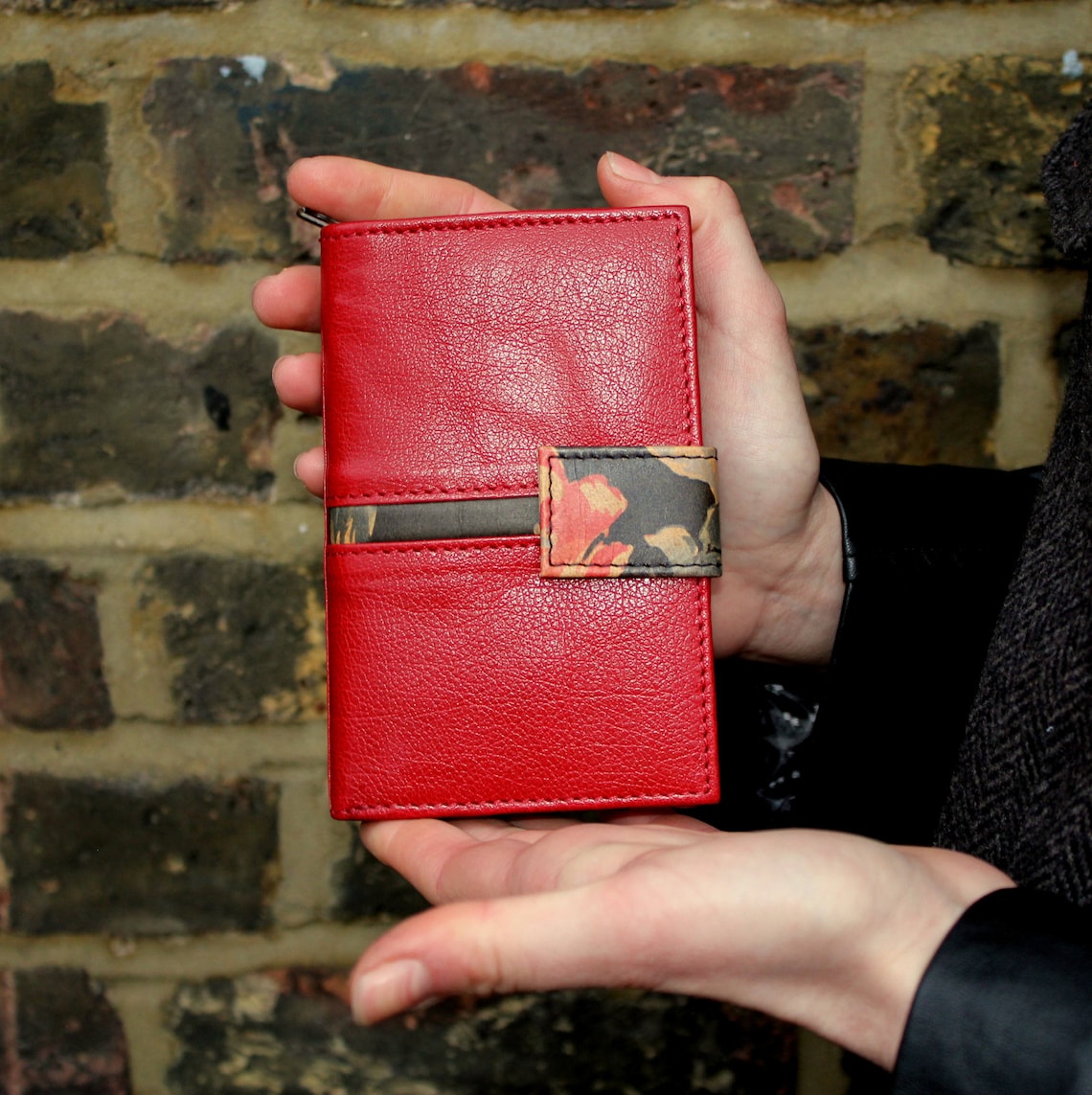 Leather Wallet in Red and Spanish Floral Book Style Vintage Etsy UK
