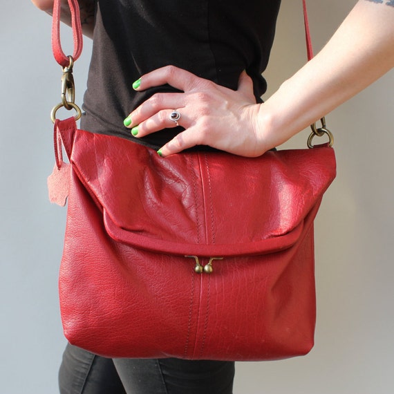 Dublin Medium Clip Bag Red Leather | Etsy
