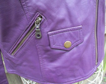 Biker Jacket Artisan Purple Genuine Leather in Vintage Style