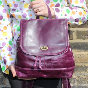 Petit sac à dos violet Barcelone Cuir Mini Sac à Dos avec Twister Fermeture