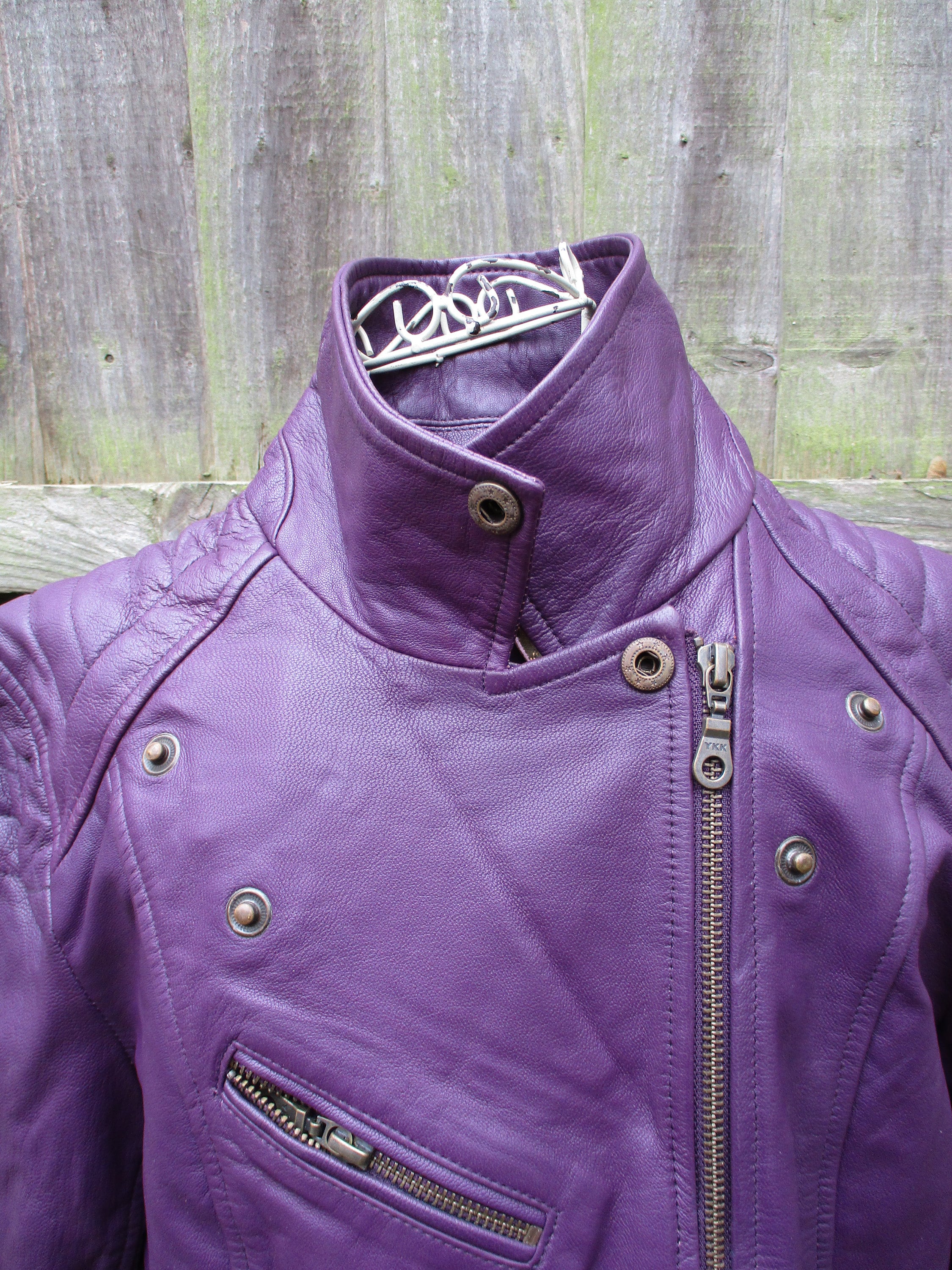 Jakewood Purple Butter Soft Leather Baseball Jacket (XL) | HipHopCloset