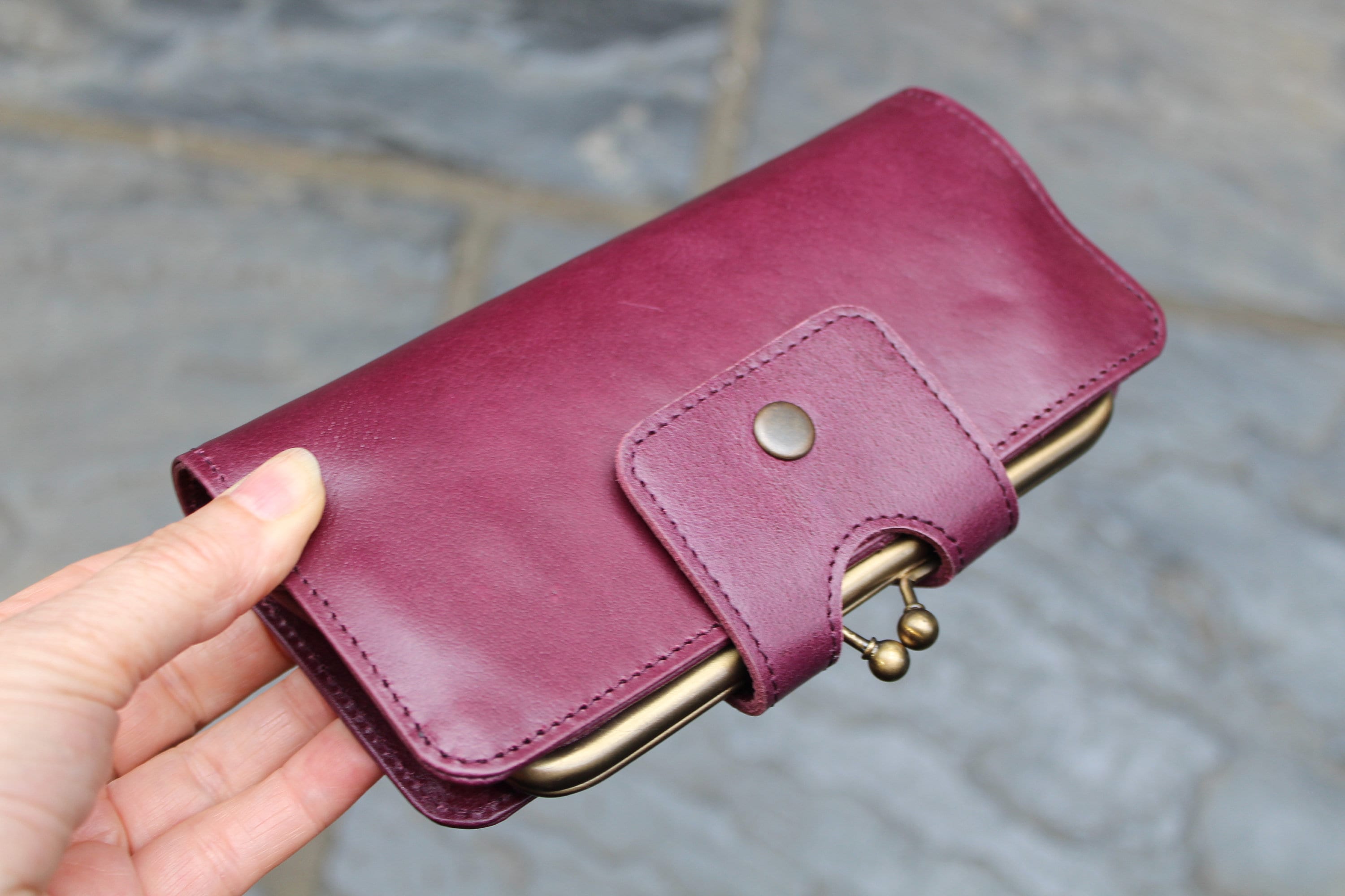 小物 Clip wallet Large Purple Clipframe Wallet, Card Spaces, Note Spaces, Internal