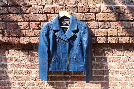 royal blue leather jacket womens