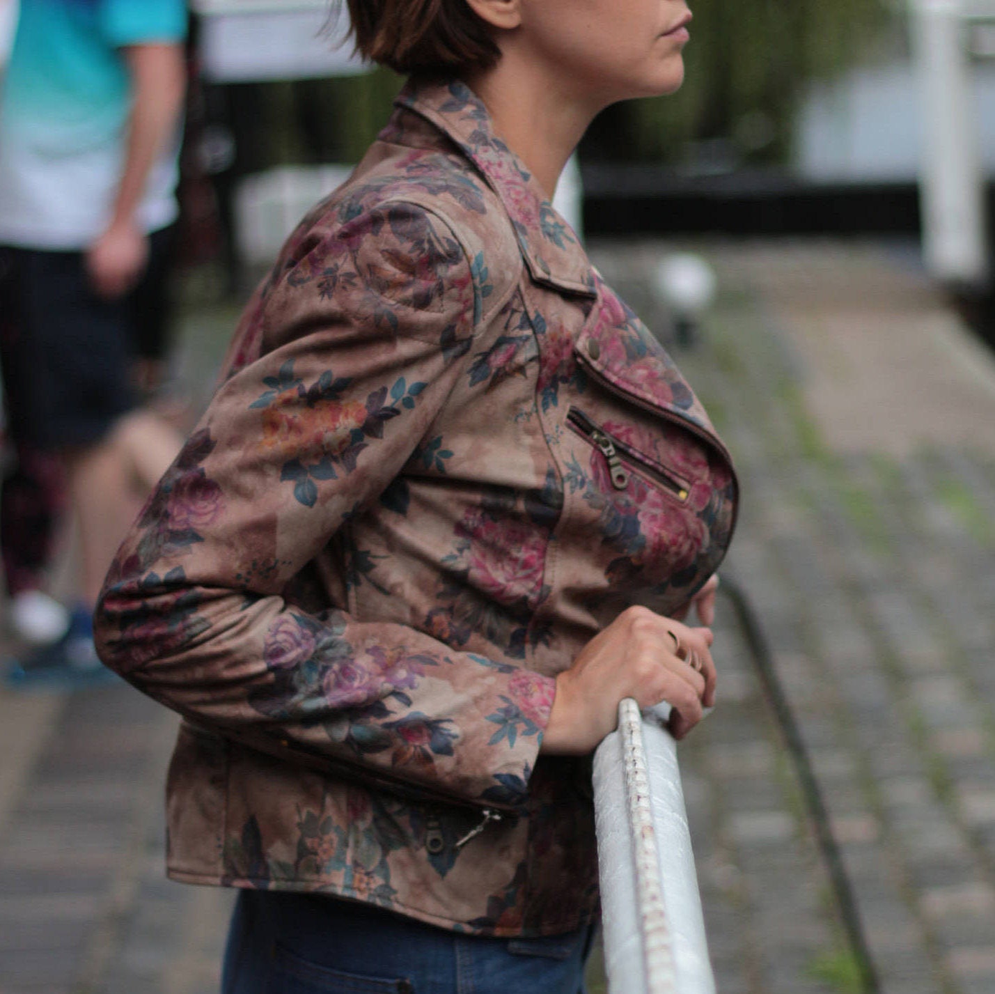 Image of Biker Jacket in Floral Summer Garden Leather