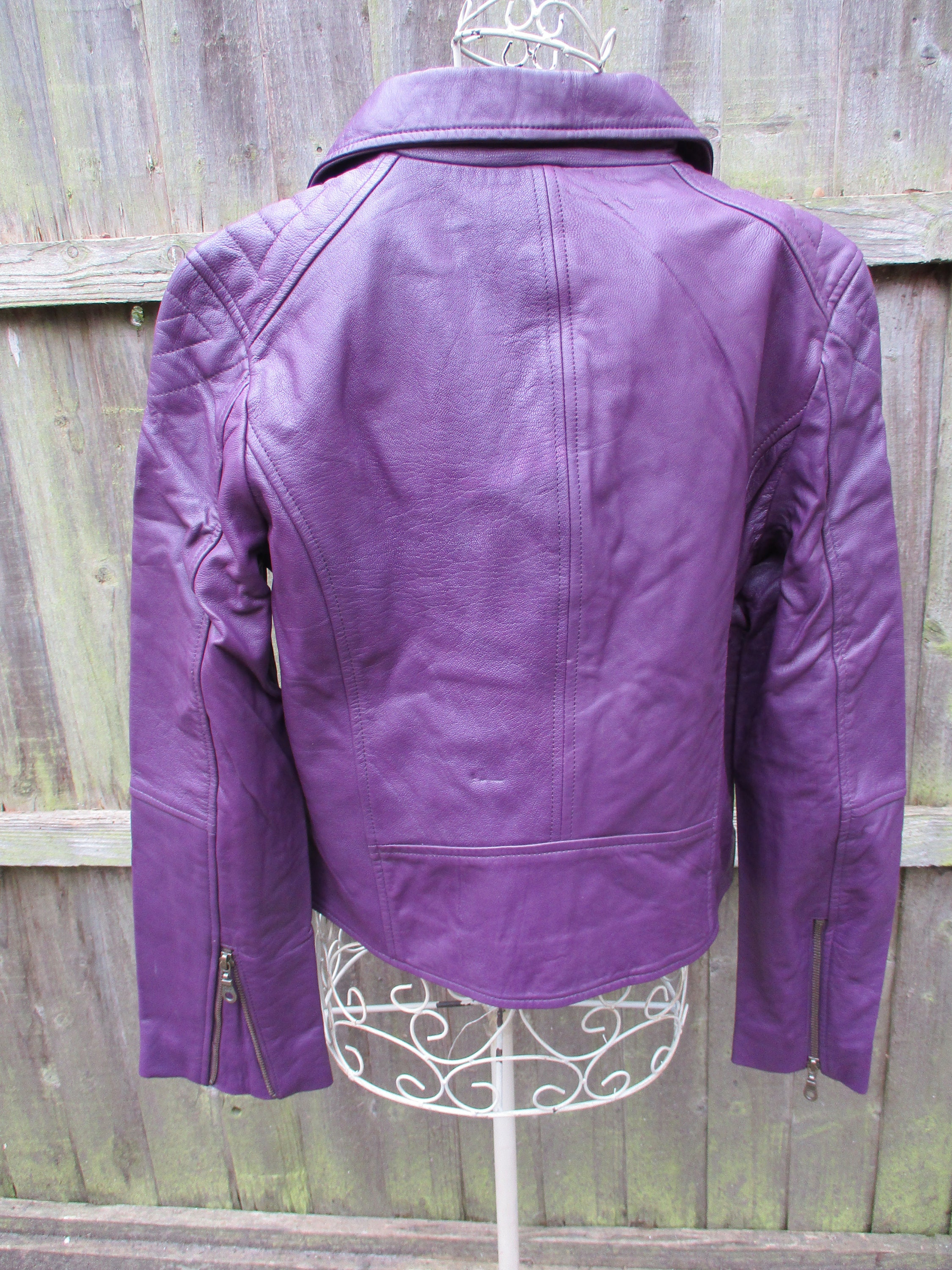 Directly managed store Style & Co Womens Leather Jacket Dark Purple ...