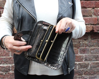 Huge Wallet, Double Clip, Dark Silver, Zip Purse Middle Huge Wallet, Double Clip, Dark Silver, Zip Purse Middle