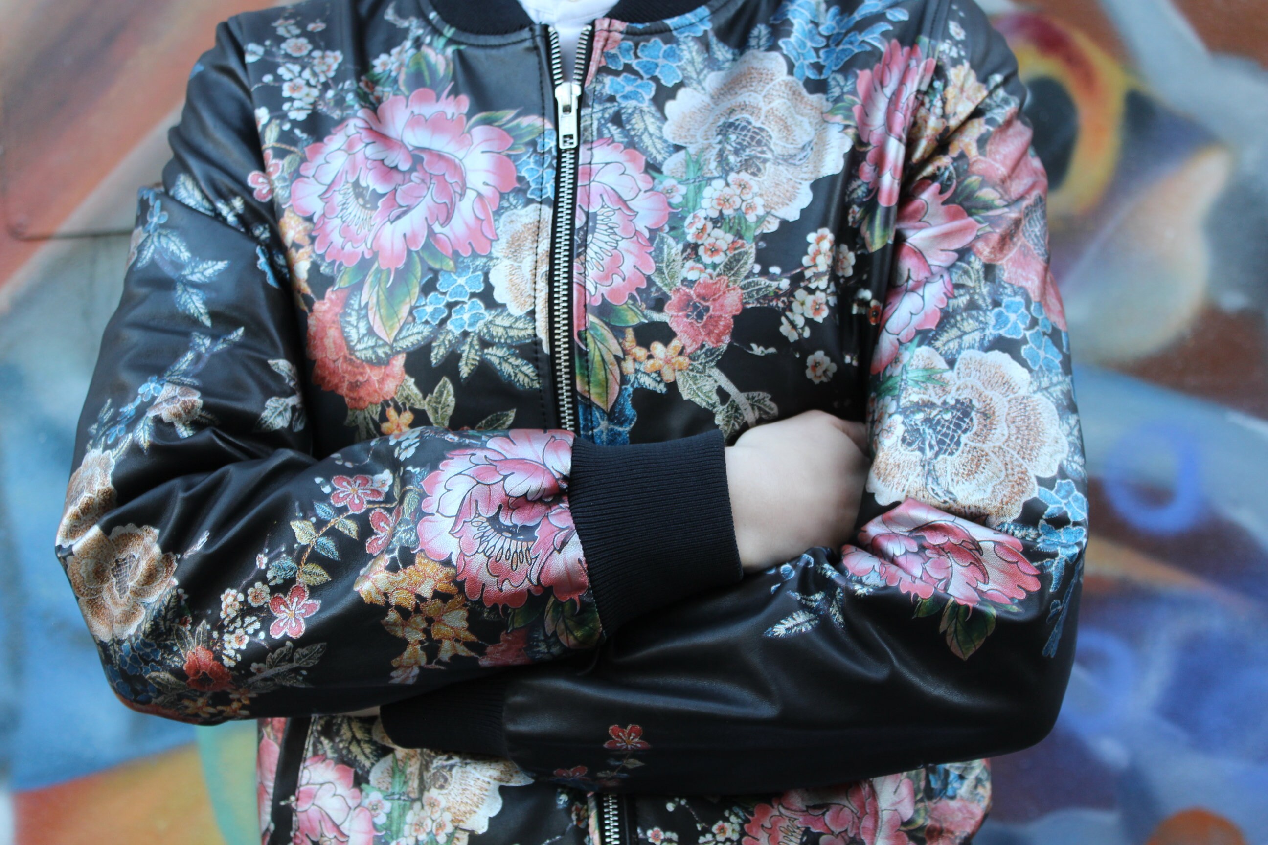 Handmade Floral Leather Bomber Jacket: Japanese Print, Size 12 - Etsy