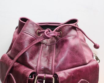 Purple Leather Backpack Rucksack Old 