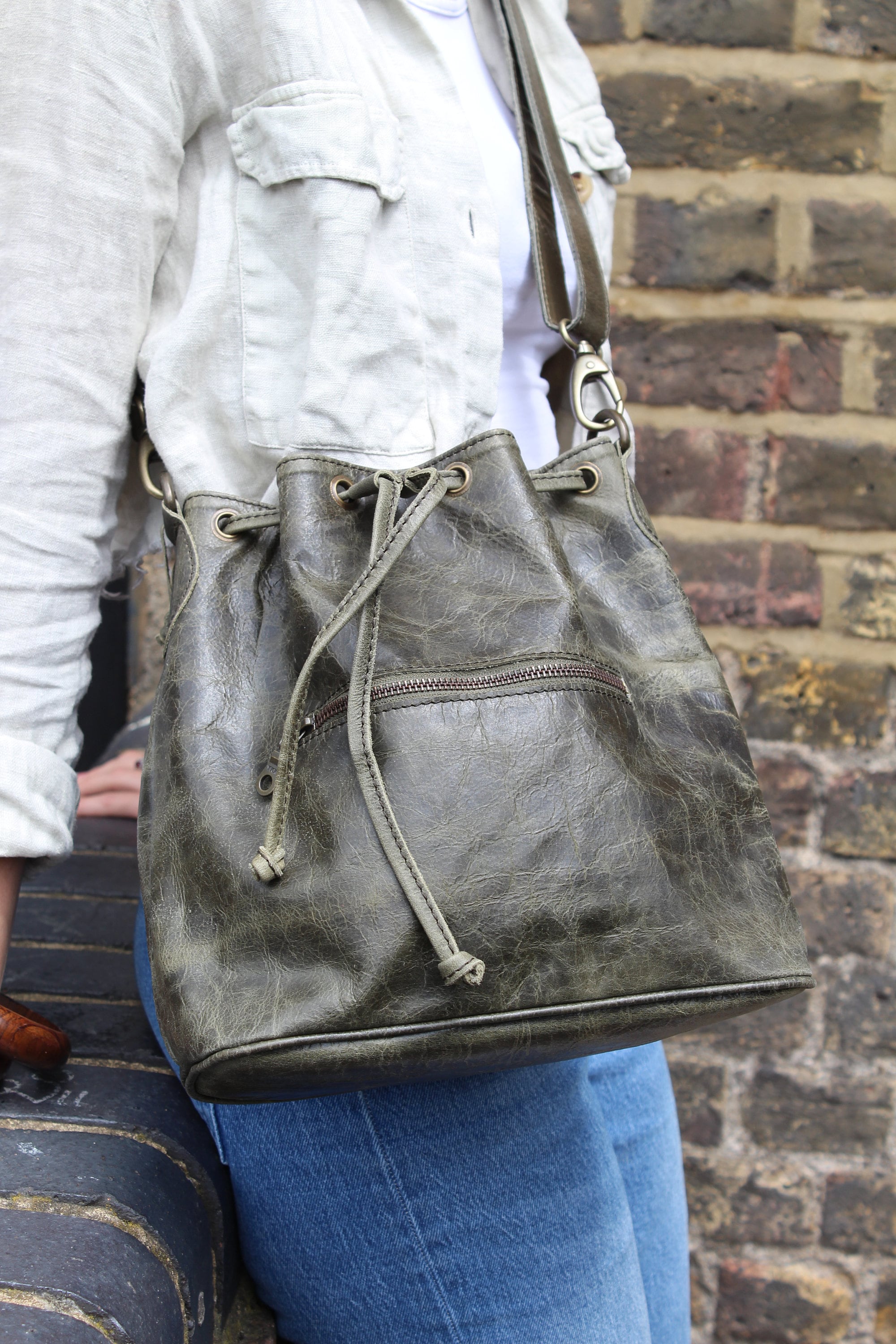 Olive on sale bucket bag