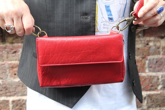 Mini bolso cuero bolso pequeño rojo de teléfono - Etsy México