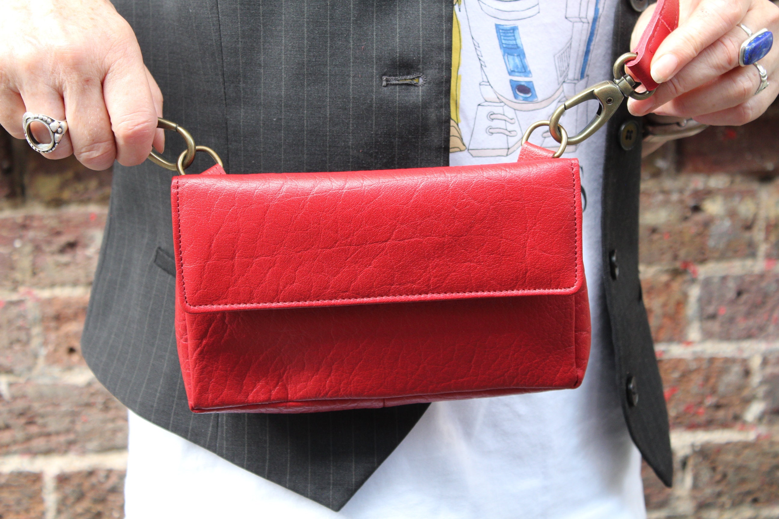 Mini Leather Bag Red Tiny Bag Mobile Phone Bag Francesca 