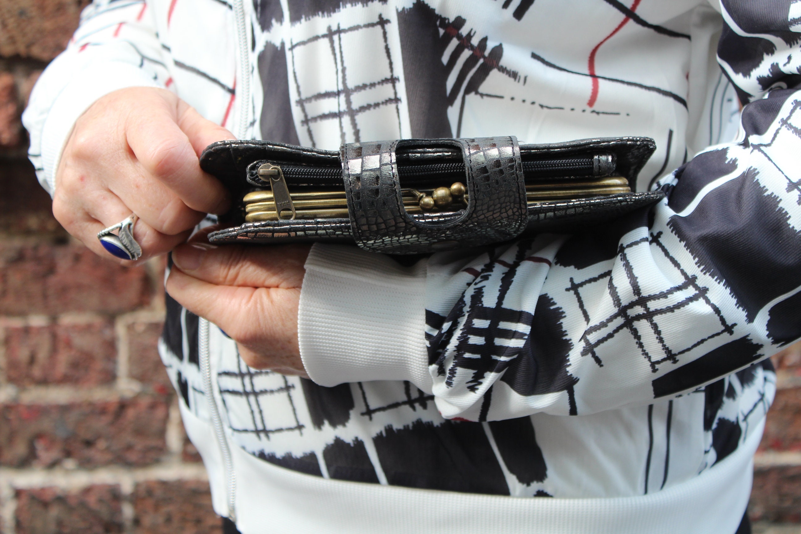 Huge Wallet, Double Clip, Dark Silver, Zip Purse Middle Huge Wallet, Double Clip, Dark Silver, Zip Purse Middle