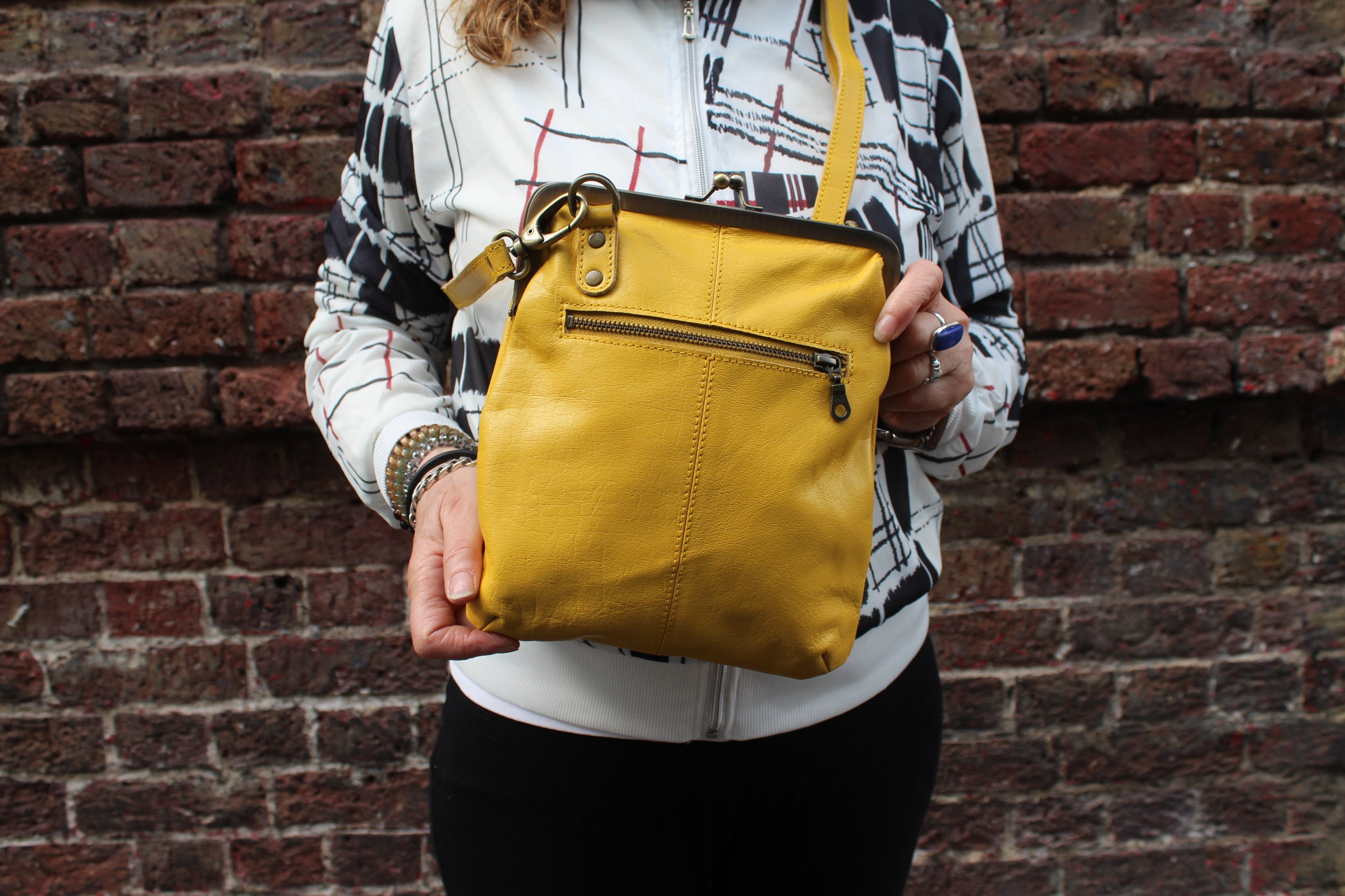 Yellow Leather Clip Frame Bag: Kiss Lock Small Purse - Etsy