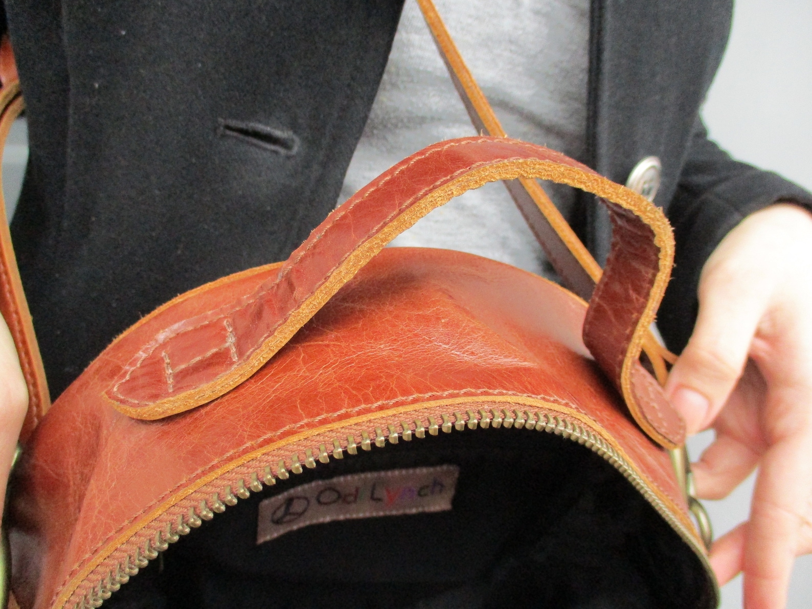 Round Handle Handbag, Tan Leather