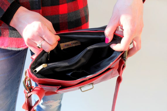 Yilcer Handtas met meerdere vakken, met rits, canvas, Japans, handgemaakt, crossbody, schoudertas, zakelijke handtas voor dames, tieners, meisjes, school, werk, reis, Small
