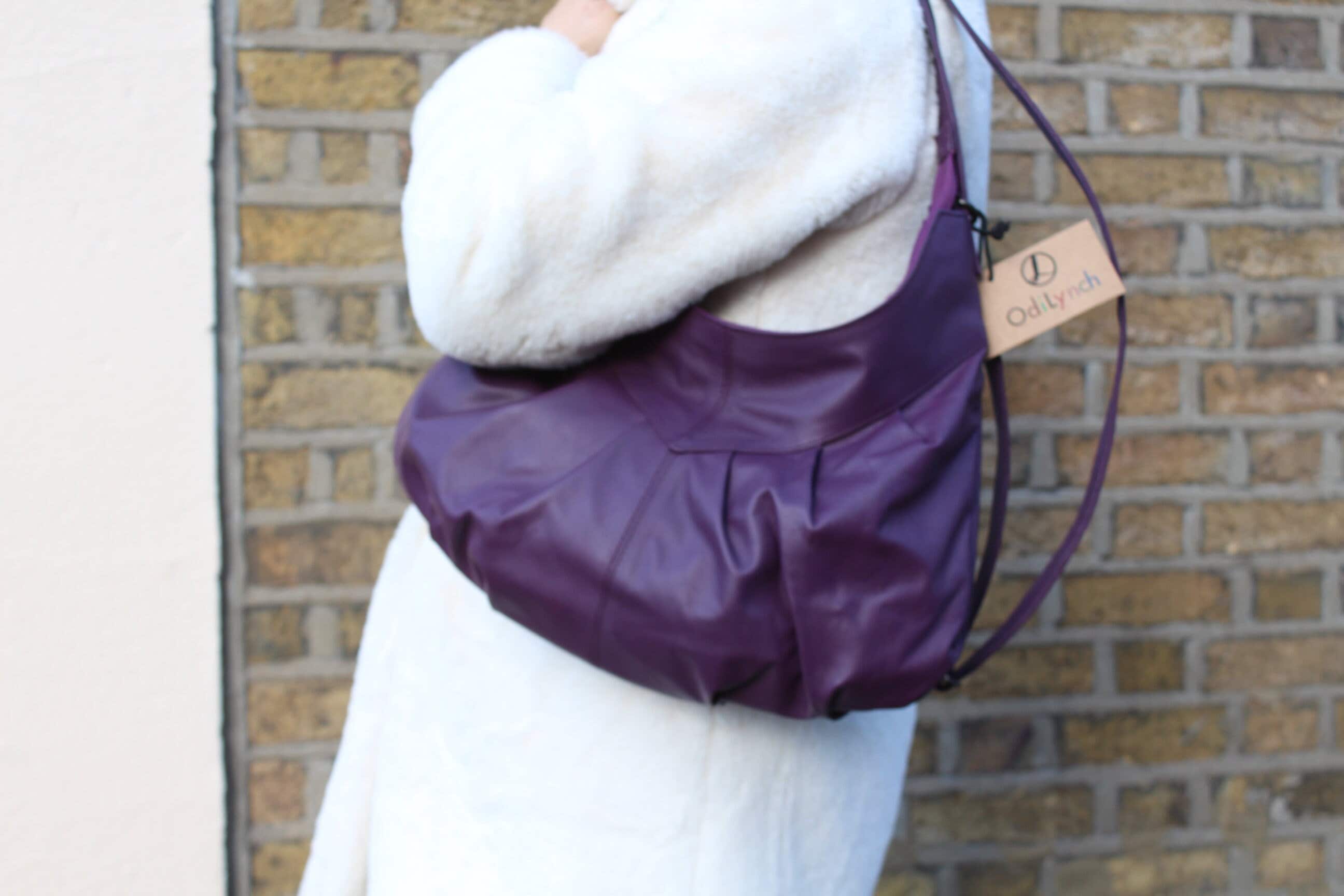 Purple Leather Hobo Bag: Slouchy Crossbody Purse With  display picture 3
