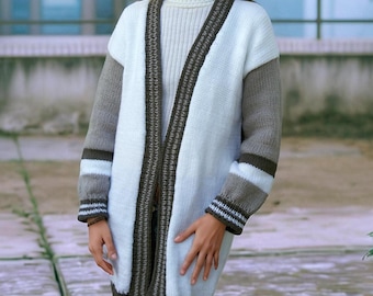 Circular knitting machine cardigan patterns for Sentro 48 or ADDI king knitting machine! Warm winter V-neck Pullover for women