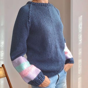 Raglan Sweater Pattern with stripes for Sentro 48 or Addi King Knitting Machine Winter Raglan Jumper - Tutorial for Women Pullover!