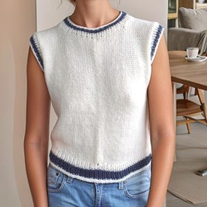 Sleeveless winter Vest knit pattern with Round neck for Addi kingsize or Sentro 48 needle circular knitting machine